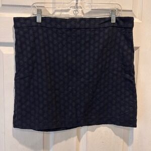 Gap Women Navy Bue Eyelet Cotton Lined Mini Skirt Size 14 Preppy Feminine Brunch